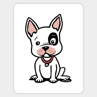 Lieve Franse Bulldog Pup Zittend In Cartoon Sticker